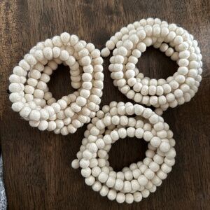 Trader Joes Mini White Felt Ball Garland Set of 3